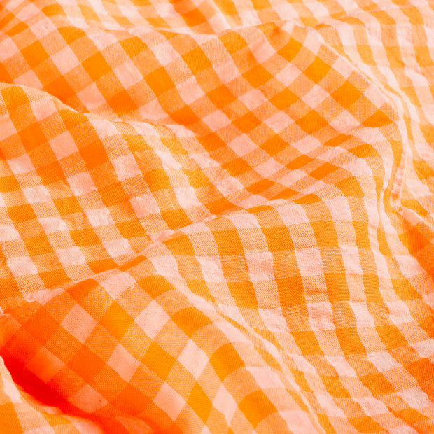 Seersucker tissu Carreaux Orange Fluo