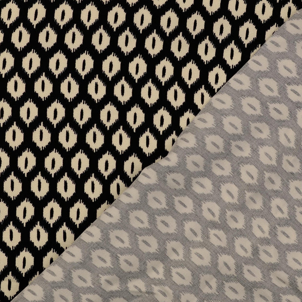 Viscose Satin tissu noir imprimé 