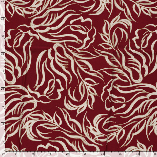 Viscose Twill fabrik Abstrakt Bordeauxrot