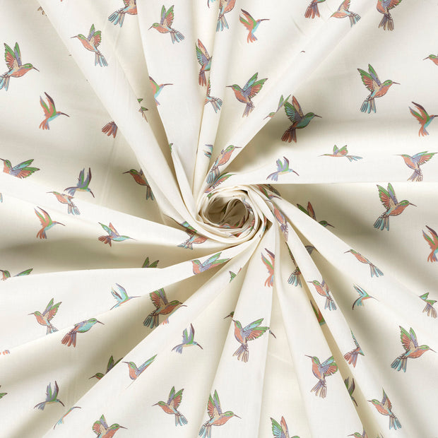 Cotton Poplin fabric Off White printed 