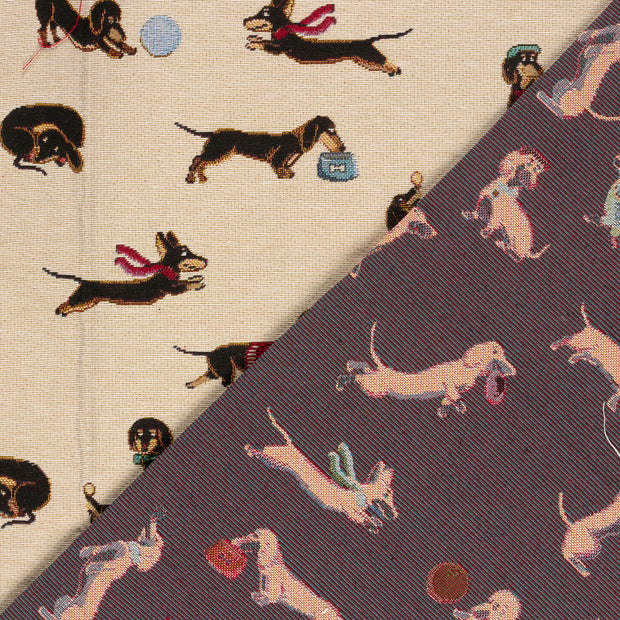 Gobelin tissu chiens jacquard 