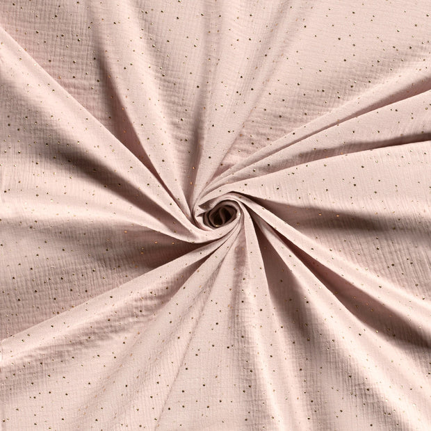 Muslin fabric Light Pink dew drops 