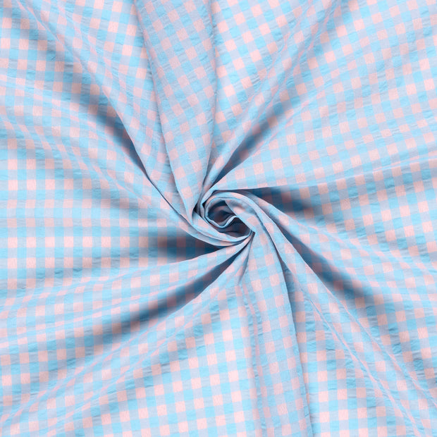 Cotton Poplin fabric Baby Blue Seersucker 