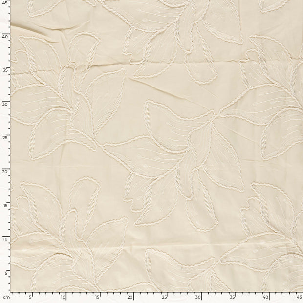 Voile fabrik Blumen Beige
