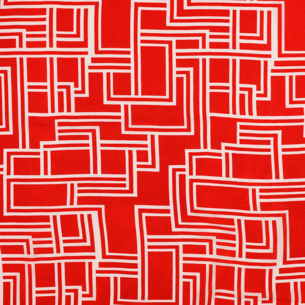 Viscose Poplin fabrik Geometrisch rot