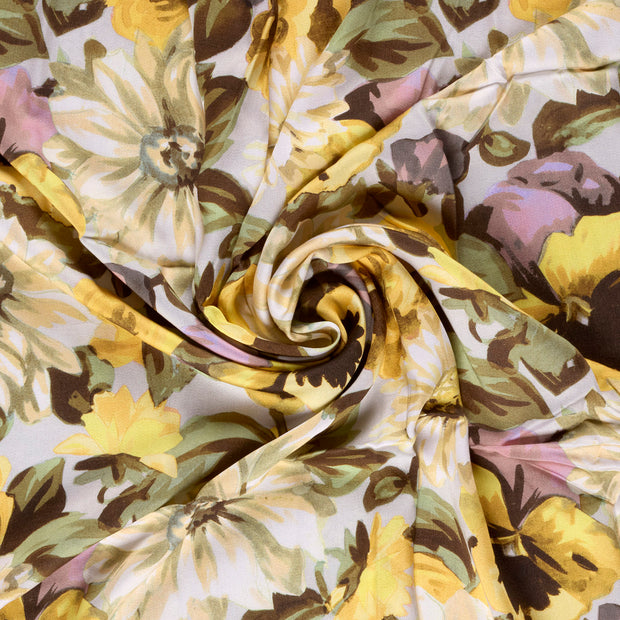 Viscose Satin fabrik Helles Gelb digital bedruckt 