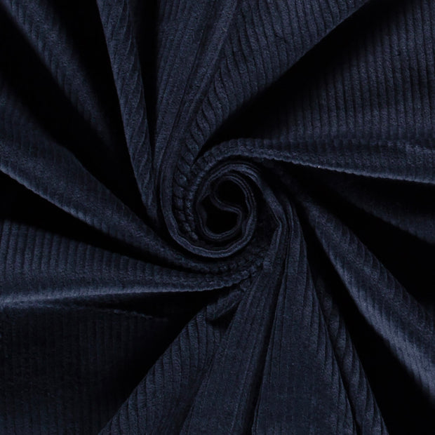 Jumbo Cord Stretch 6w fabric Unicolour Navy