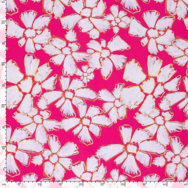 Viscose Poplin fabrik Abstrakt Fuchsia