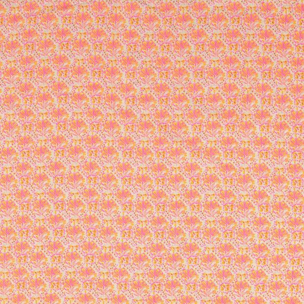 Baumwoll Webware fabrik Blumen orange