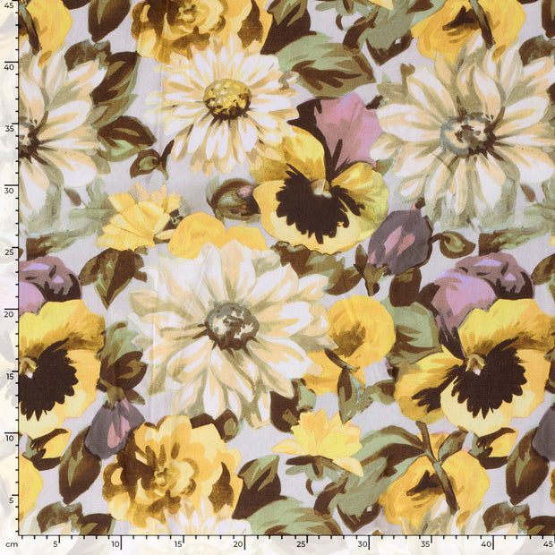 Viscose Satin fabrik Blumen Helles Gelb