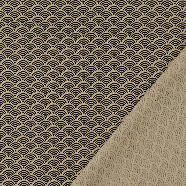 Popeline de Coton tissu Bleu Marine imprimé 