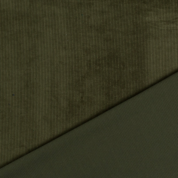 Nicky Velours Rib tissu Vert kaki mat 
