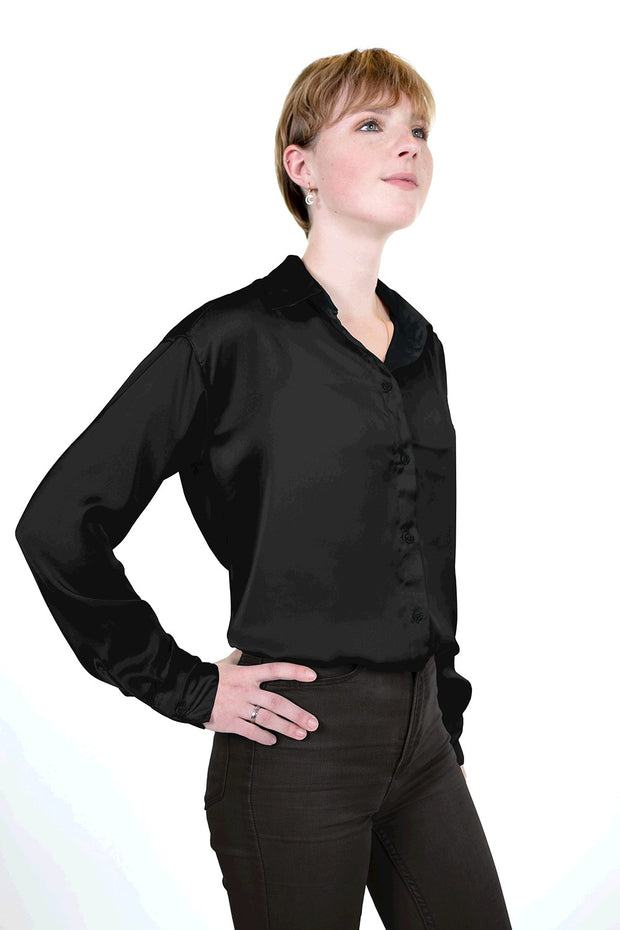 Satin Stretch fabric Unicolour Black