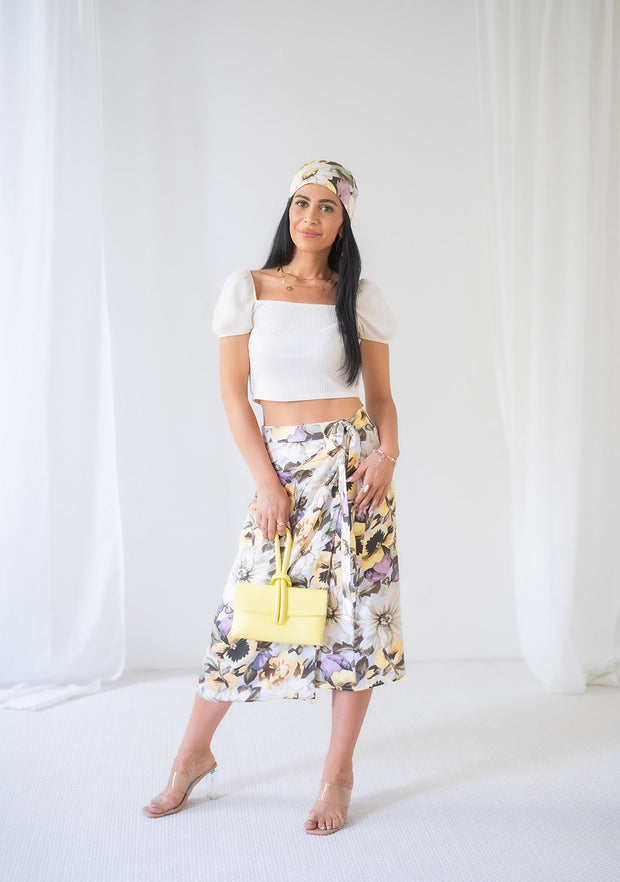 Viscose Satin fabrik Blumen Helles Gelb