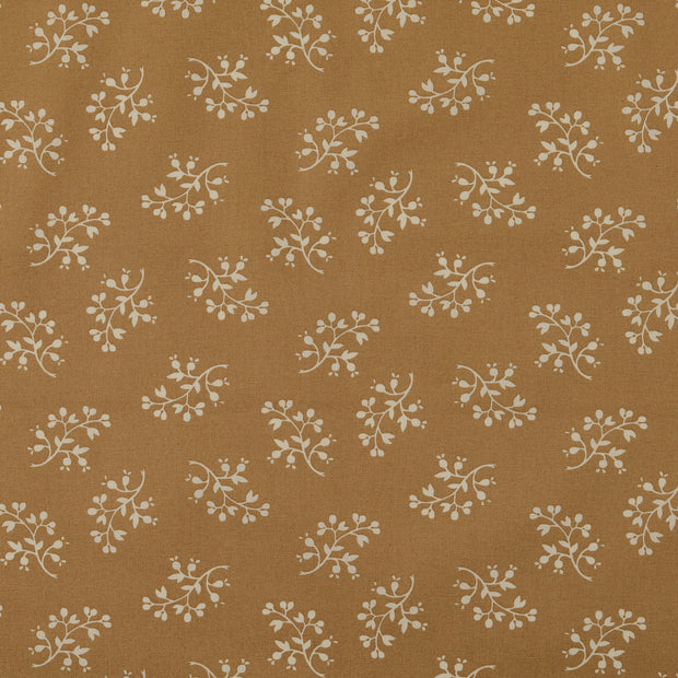 Cotton Poplin fabric Flowers Beige