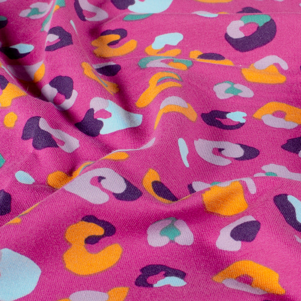 French Terry fabrik Leoparden Fuchsia