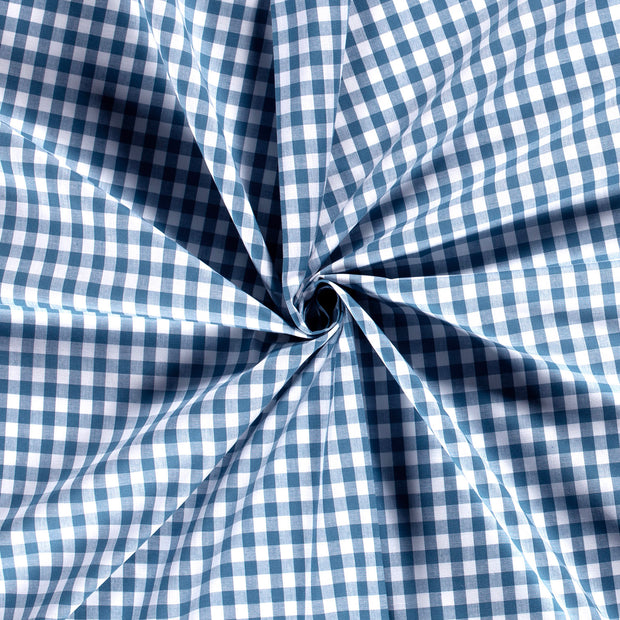 Popeline de Coton tissu Carreaux Indigo