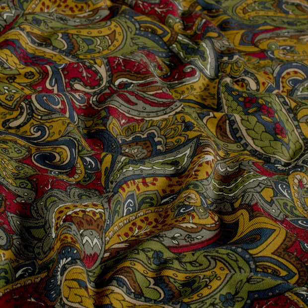 Viscose Vortex Jersey tissu paisley Bordeaux