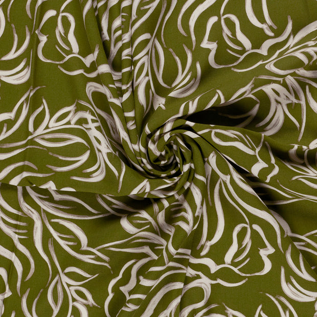 Viscose Twill fabrik Khaki-Grün bedruckt 