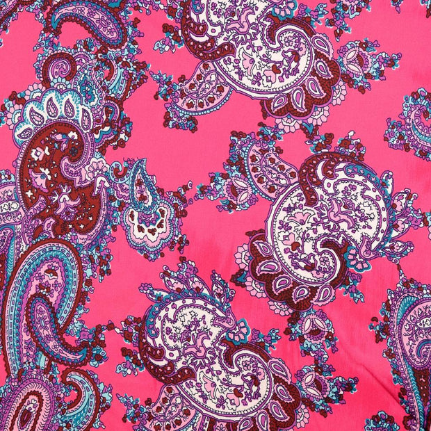 Satin fabrik Paisley Rosa