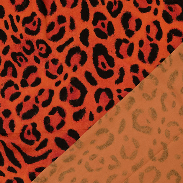 Viscose Poplin fabrik orange digital bedruckt 