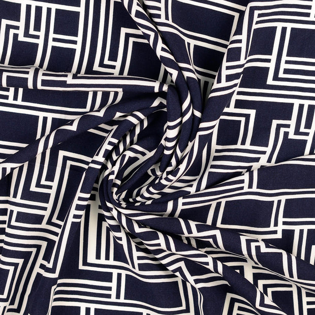 Viscose Poplin fabrik marine bedruckt 
