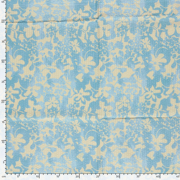 Baumwoll Webware fabrik Blumen Hellblau