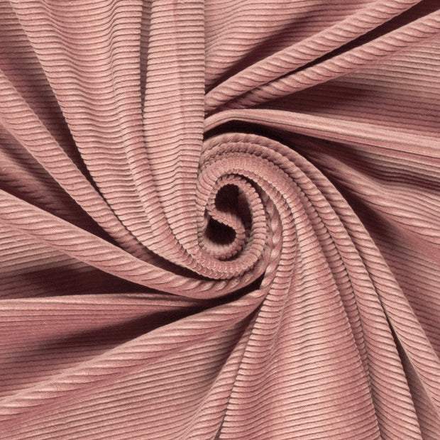 Nicky Velours Rib tissu vieux rose mat 