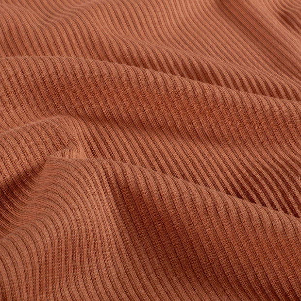 Rib Jersey tissu Unicolore Bois Rouge