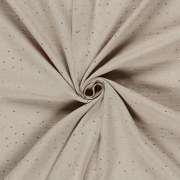 Muslin fabric Beige dew drops 