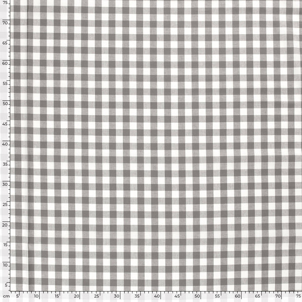 Popeline de Coton tissu Carreaux Gris foncé