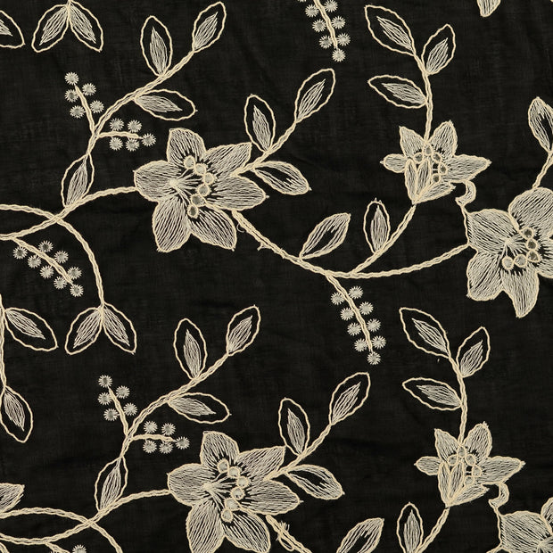 Dentelle tissu fleurs noir