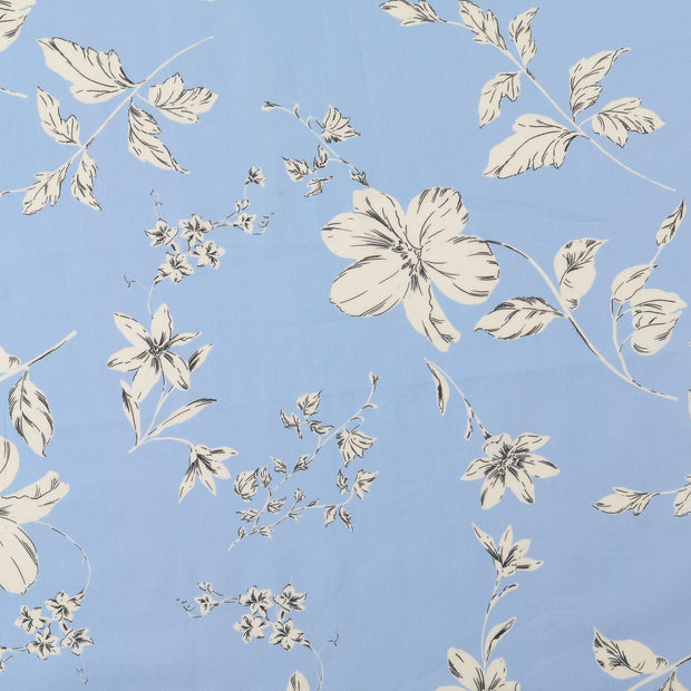 Voile fabrik Blumen Hellblau