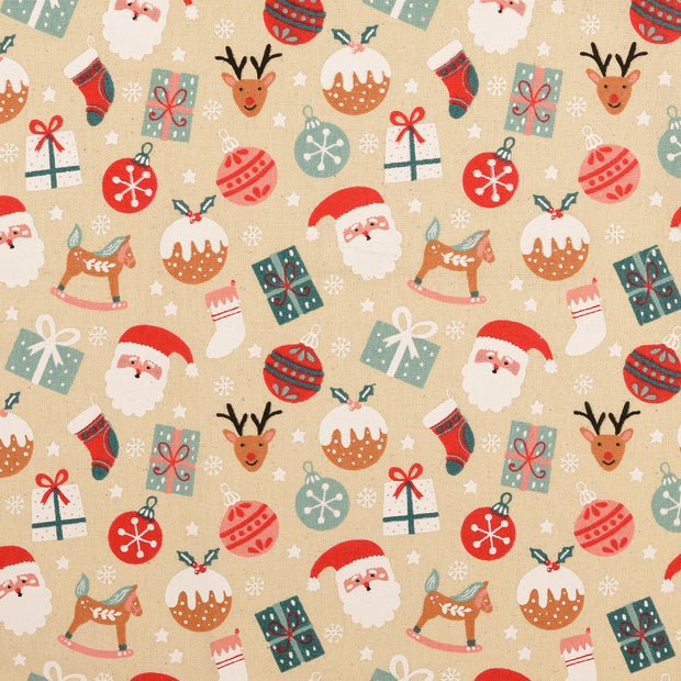 Canvas tissu Noël Blanc cassé