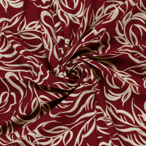 Viscose Twill fabrik Bordeauxrot bedruckt 