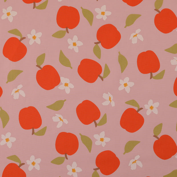 Cotton Poplin fabric Apples Pink