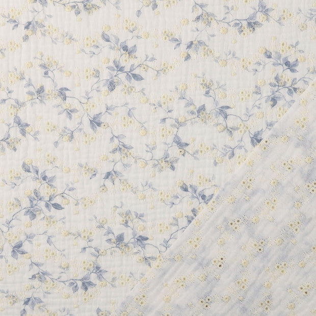 Popeline de Coton tissu brodé 