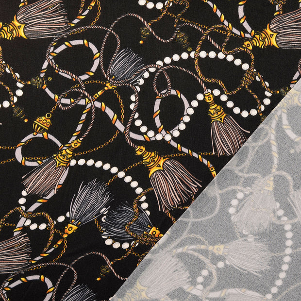Viscose Satin tissu Gris imprimé numérique 
