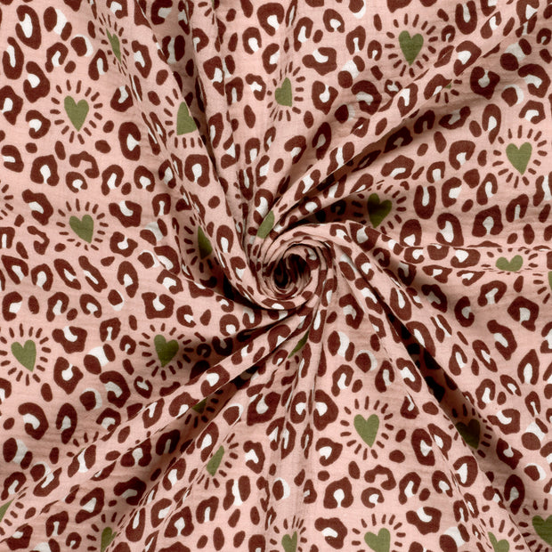 Double gaze tissu Rose clair imprimé 