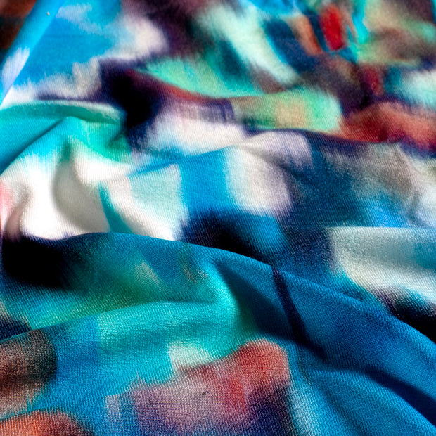 Viscose Jersey fabrik Abstrakt Aqua