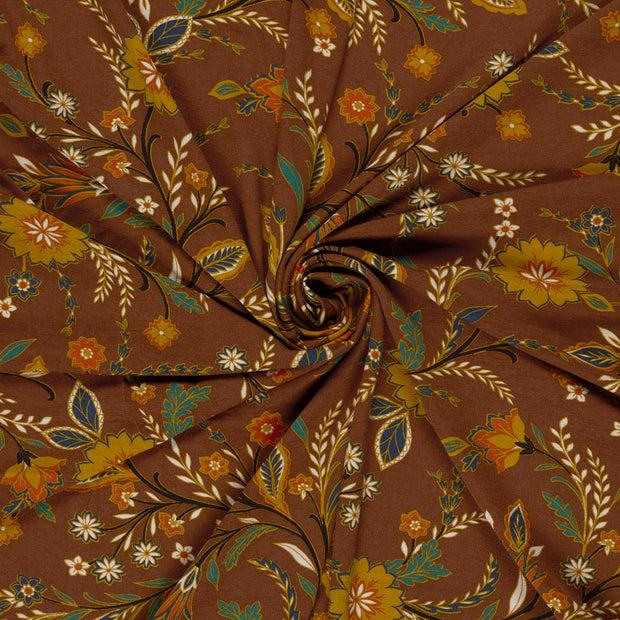 Viscose Vortex Jersey tissu Marron imprimé 