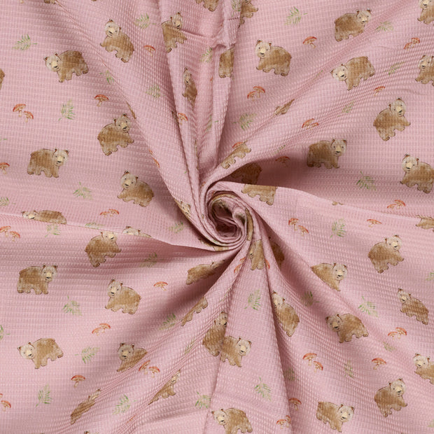 Waffle piqué fabric Old Pink 