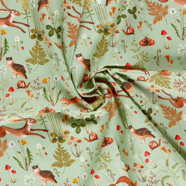 Panama fabric Olive Green digital printed 