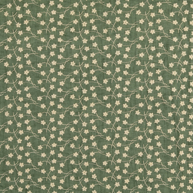 Dentelle tissu fleurs Vert Forêt