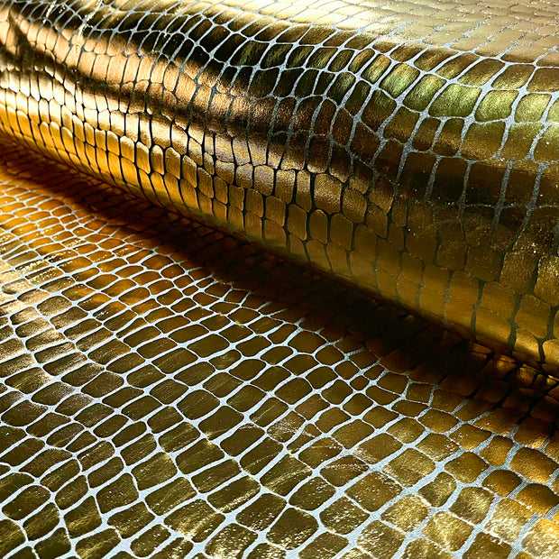 Lamé fabric Crocodiles Gold