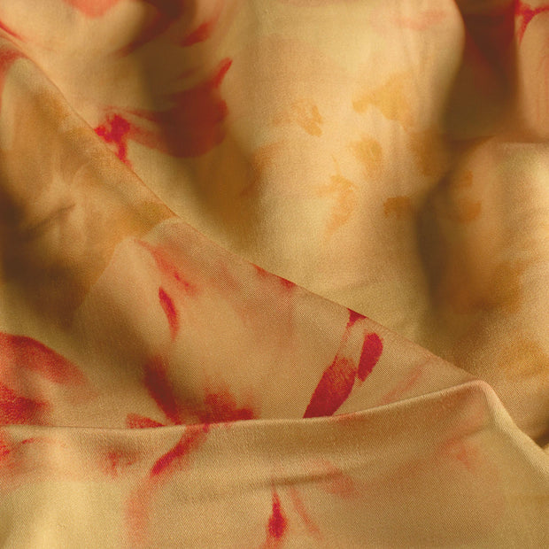 Viscose Satin fabric Abstract Camel
