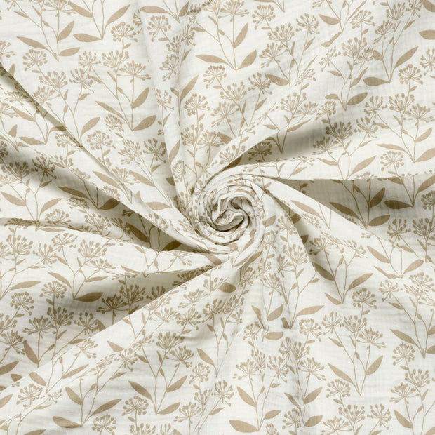 Double gaze tissu Blanc cassé imprimé 