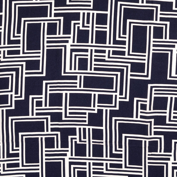Viscose Poplin fabrik Geometrisch marine