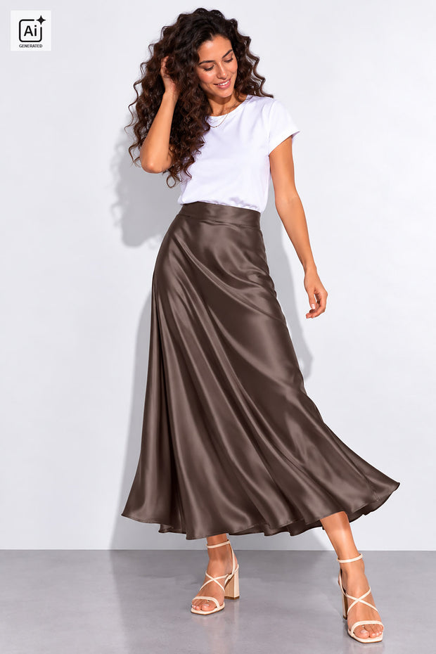 Satin tissu Unicolore Marron Foncé