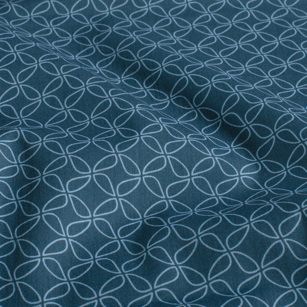 Cotton Poplin fabric Geometric pattern Steel Blue